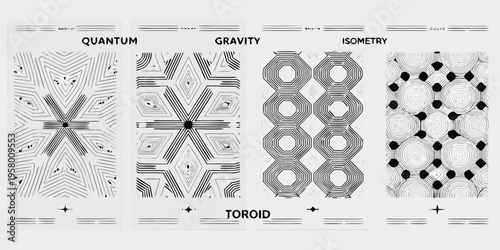 Abstract geometric designs with quantum gravity and isometric themes