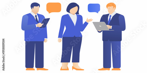 Business professionals collaborating and communicating with technology