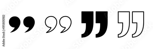 Quote icon set. Quotation mark symbol.