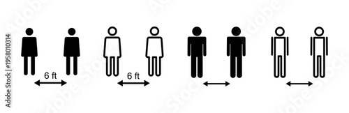 Social distance icon set. social distancing icon. self quarantine sign