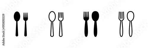 spoon and fork icon set. spoon, fork and knife icon vector. restaurant icon