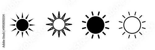 Sun icon set. Brightness Icon vector