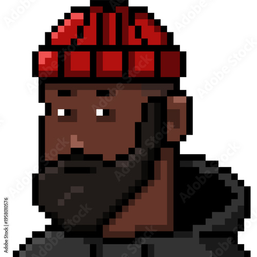 Vector Pixel Art Userpic of Man in Red Beanie