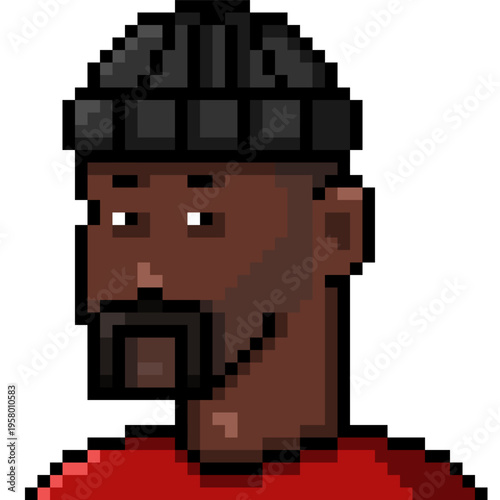 Vector Pixel Art Userpic of Man in Black Beanie