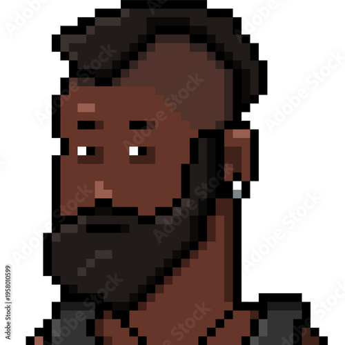 Vector Pixel Art Userpic of Black Man with Beard