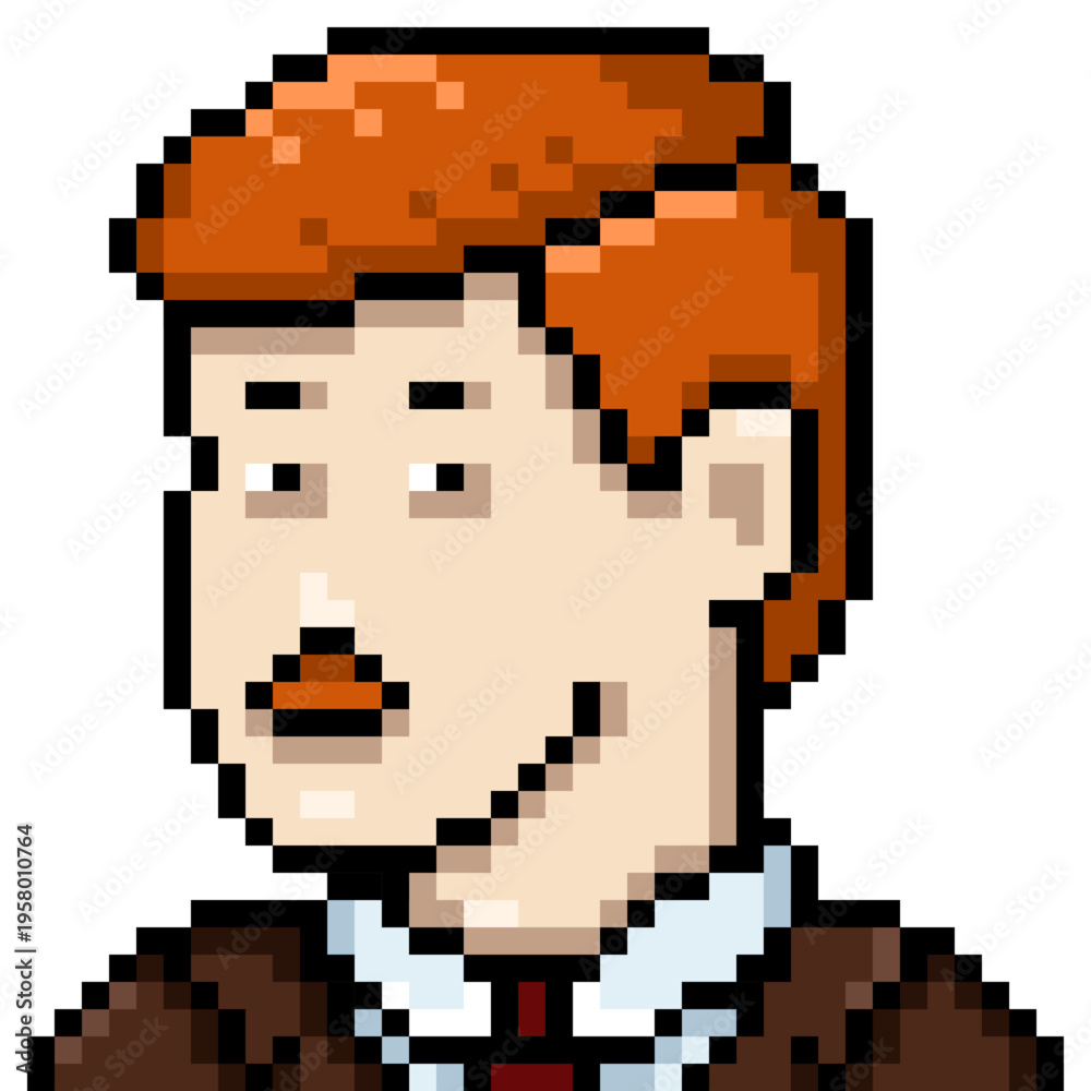Fototapeta premium Vector Pixel Art Portrait of Redhead Man