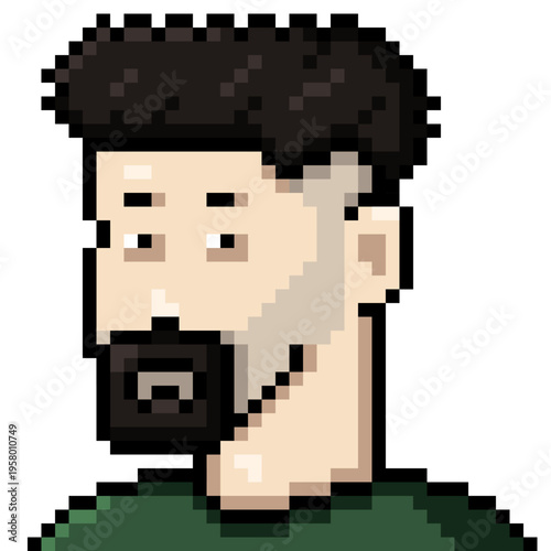 Vector Pixel Art Character - Young Man with Beard