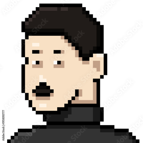 Vector Pixel Art Userpic of Man with Moustache