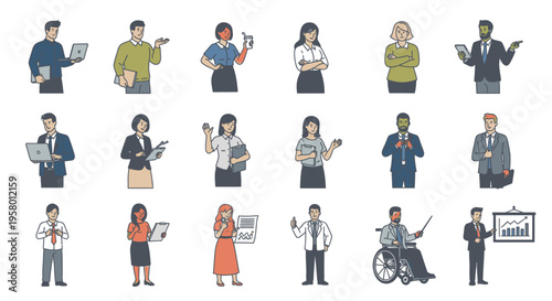 Diverse group of professionals in business attire.