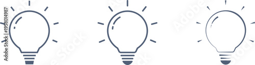 色んな線で表現した光る電球のアイコンセット