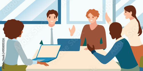 Diverse group of professionals collaborating in a modern office meeting