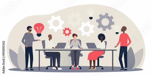 Diverse team collaborating on innovative ideas at a modern workspace