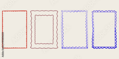 Four nested rectangular frames with decorative wavy borders