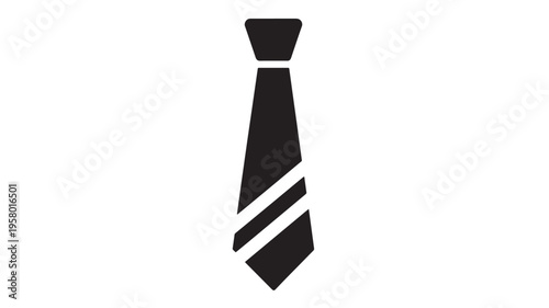 Tie icon with stripes, simple flat design silhouette for formal wear and business occasions featuring necktie, fashion, clothing with accessory and