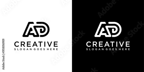 AD or DA initial letter logo design vector template