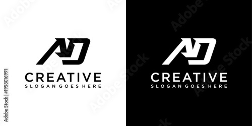 AD or DA initial letter logo design vector template