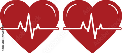 Red Heartbeat Icon with EKG Pulse Line for Health, Medical, and Cardiology Design Projects