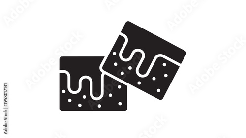 Two ice cubes with drips and dots icon representing frozen water or refreshing beverages featuring refreshment, drink, beverage with cold and liquid