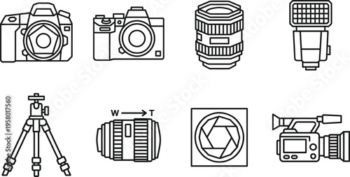 Set of 8 camera icons vector