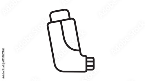 Inhaler medical device with a simple black outline on a white background, representing respiratory health and asthma treatment.
