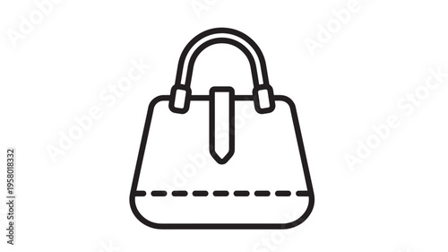 Handbag icon with a handle and stitching detail, representing a classic women's accessory for carrying personal items.