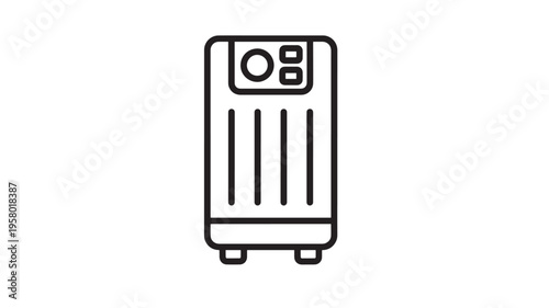 Heater radiator icon with controls on top and ventilation slits in the middle for indoor heating solutions.