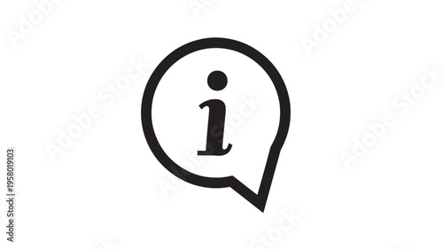 Information icon inside a speech bubble, a simple black and white graphic representing advice or data.
