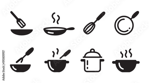Black Kitchen Utensil Icons For Cooking Concepts