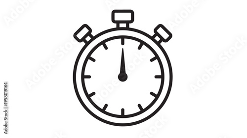 Stopwatch icon with a classic analog dial and simple outline design, perfect for timekeeping graphics.