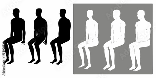 Silhouettes of seated human figures in contrasting black and white