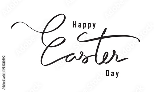 Happy easter day text font calligraphy hand written lettering script black color object icon spring april month happy easter day celebration festival greeting card religion template greeting card egg