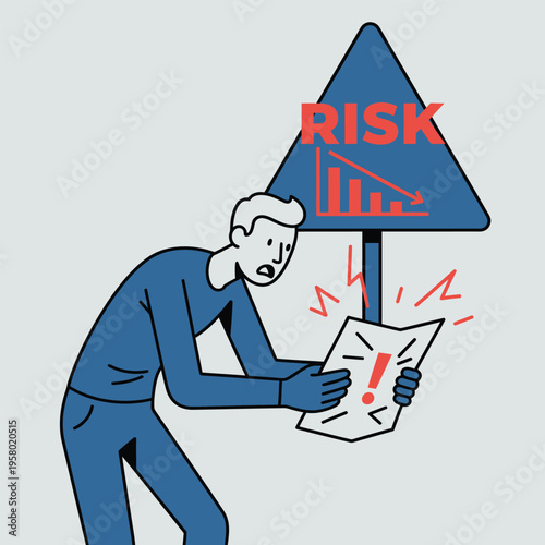 Man Worried About Financial Risk and Market Decline.
