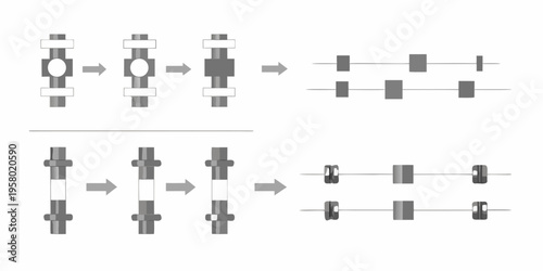 Diagram illustrating the assembly process of bolts washers and rods