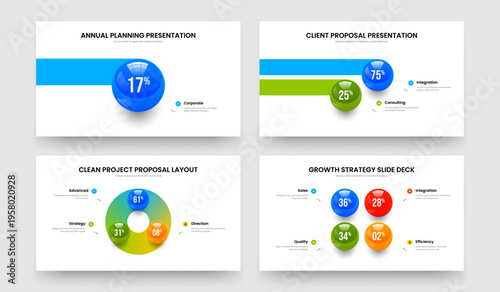 Medical Strategy One Two Three Four Element Infographic Slide Design Vector Illustration Bundle. Corporate Introduction 1 2 3 4 Option Chart Frame Layout Collection.