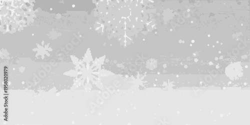 Abstract grayscale background featuring snowflake shapes and scattered dots