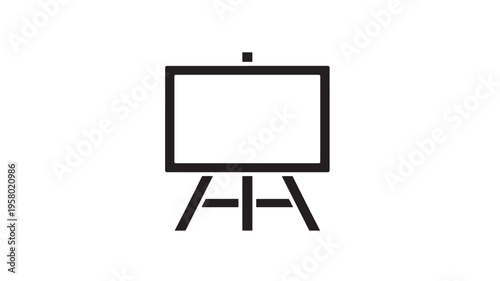 Easel black icon with a blank canvas ready for artistic creation on a white background, representing drawing and painting.