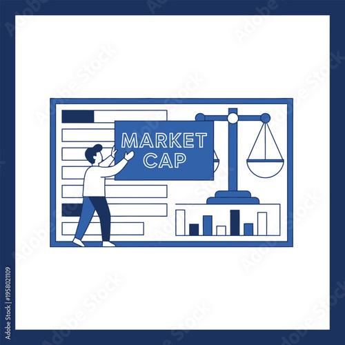 Market Capitalization Concept Illustration with Business Man and Scale.