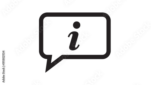 Information icon within a speech bubble, representing a question or notification, rendered in a bold, clean, black line style on a white background.