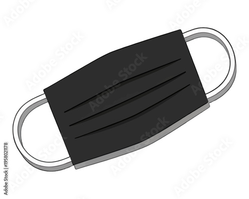 Black Face Mask Vector Illustration, Isolated on Transparent Background, for Healthcare and Safety Campaigns