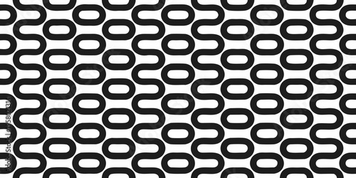Abstract black and white pattern featuring interconnected looping shapes