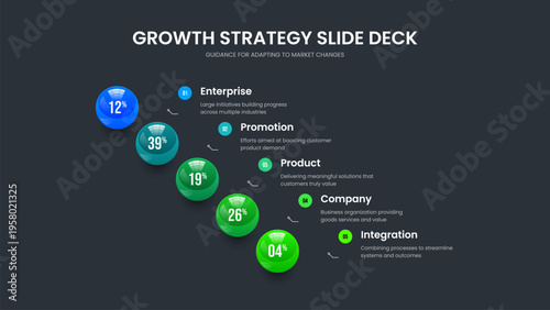 Educational Profile Frame Design Vector Illustration. Company Proposal 5 Option Infographic Presentation Template. Modern Showcase Five Step Diagram Slideshow Layout.