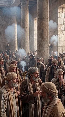 Pilgrims gathered in grand temple area in Jerusalem vertical video