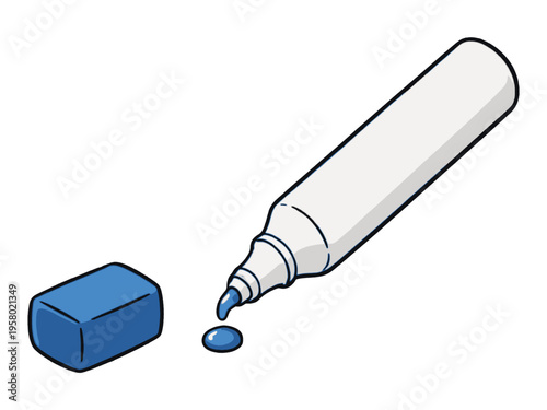 Blue Liquid Dropper Vector Illustration, Medical or Science Tool with Isolated Drop, Transparent Background