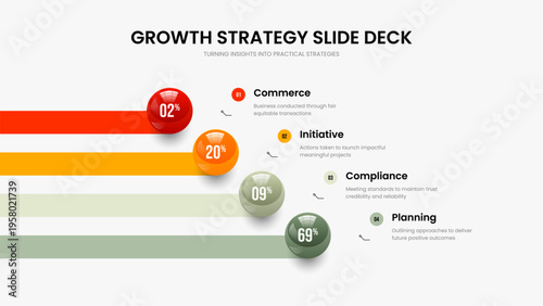 Professional Showcase Slide Layout Vector Illustration. Enterprise Analysis 4 Option Chart Presentation Template. Consulting Briefing Four Element Infographic Frame Design.