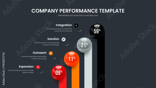 Marketing Innovation Four Option Infographic Frame Design. Financial Launch 4 Step Graph Slide Layout. Business Proposal Presentation Template Vector Illustration.