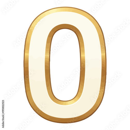 Golden Glossy Number Zero Vector Icon for Digital and Print Design