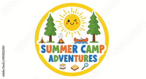 Summer camp adventure logo vector