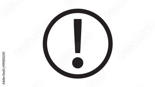 Exclamation mark symbol within a black circle, representing a warning or alert icon, isolated on a white background.