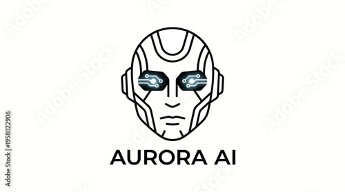 Sleek graphic depiction of an AI face with glowing circuit eyes, embodying smart technology and digital intelligence concepts