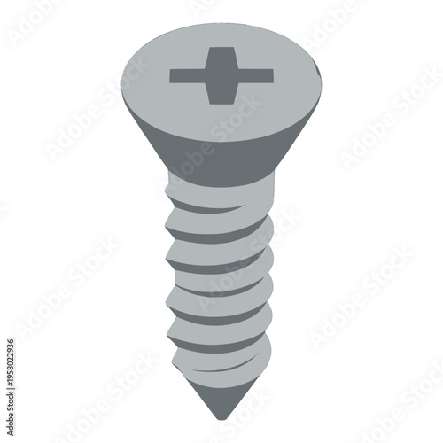 Phillips Head Screw Vector Icon, Detailed Flat Design with Transparent Background for Construction and Design